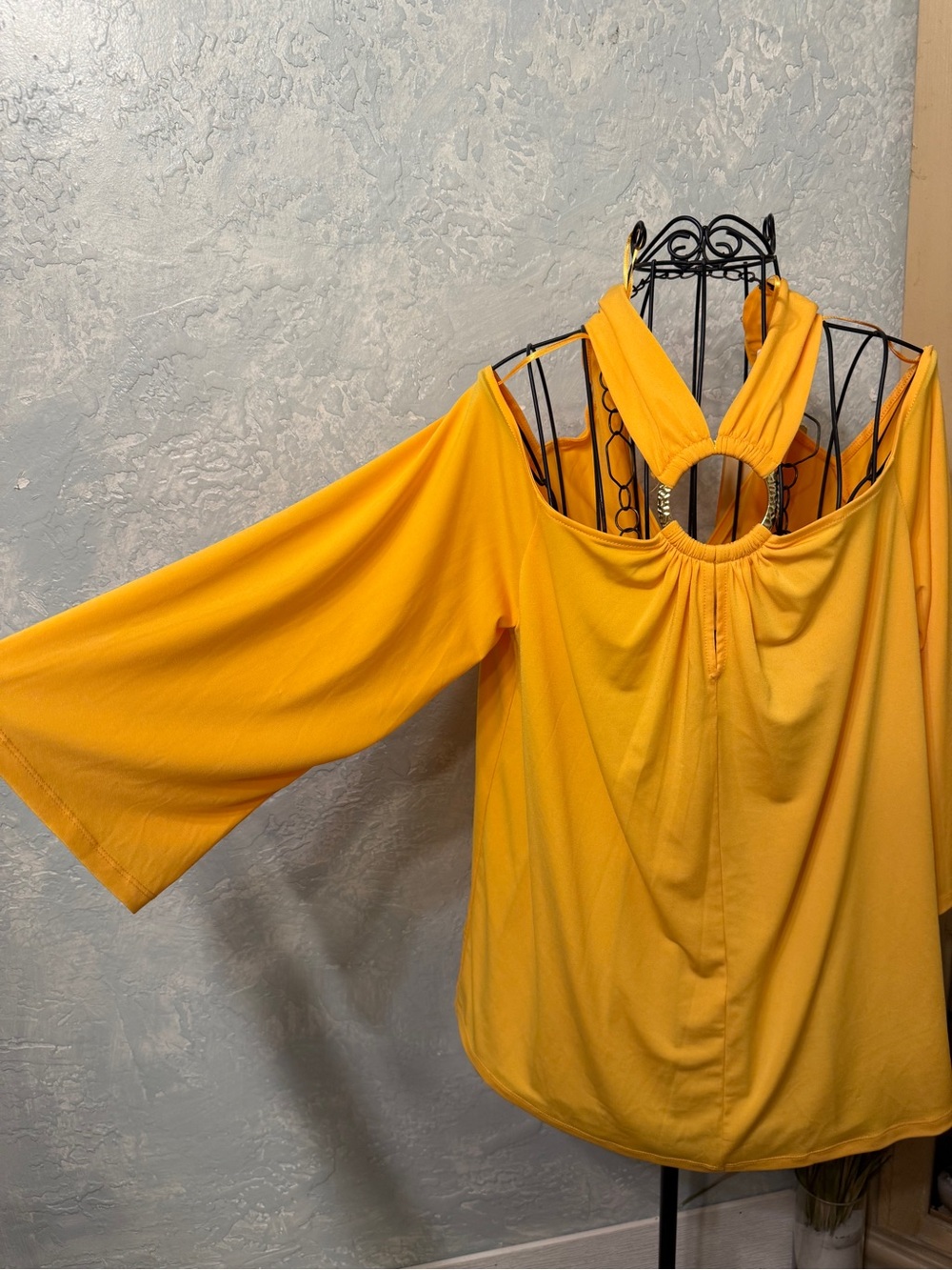 Michael Kors off shoulder, taxi yellow blouse MH75LPF3TW